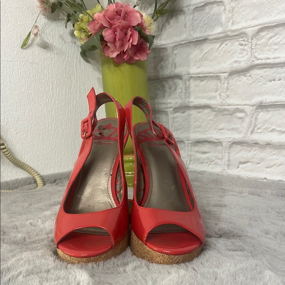 Stylish Orange Peep-Toe Wedges